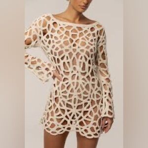 NWT Jluxlabel ECRU SEASIDE CROCHET COVER UP size small